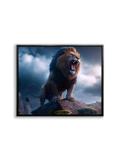 Wildlife Leinwandbild-Der Löwe und der Sturm-Goldlack-Naturdrucke. #4836-148