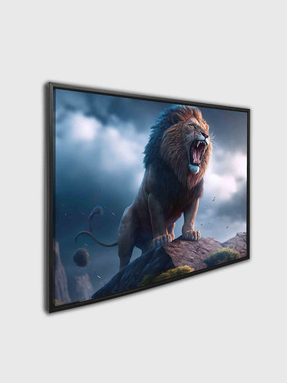 Wildlife Leinwandbild-Der Löwe und der Sturm-Goldlack-Naturdrucke. #4836-148