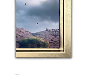 Wildlife Leinwandbild-Der Löwe und der Sturm-Goldlack-Naturdrucke. #4836-148