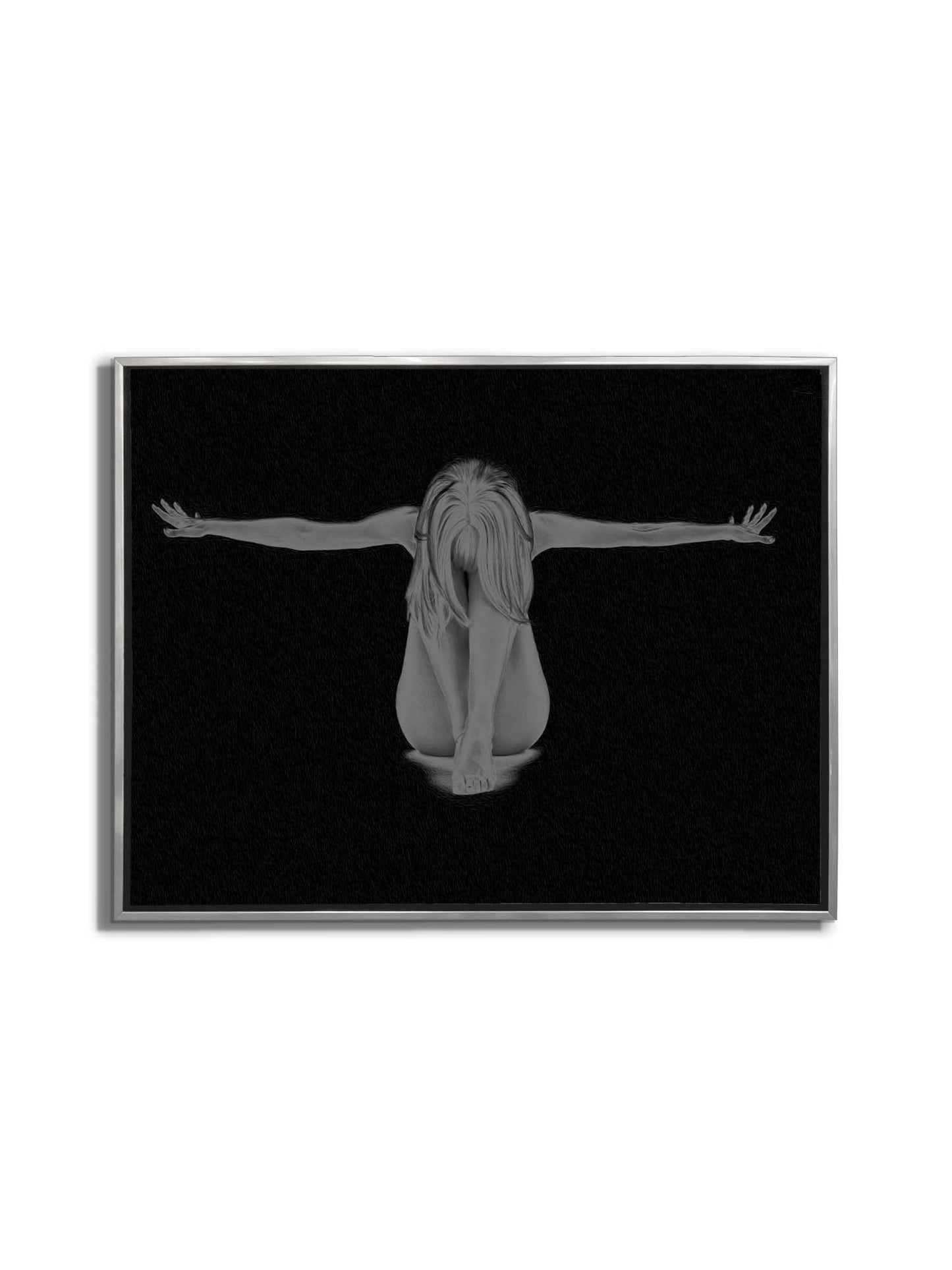 Leinwand-Wandkunst-Dekor-Span - Feminine Moderne Kunst- Silberlack