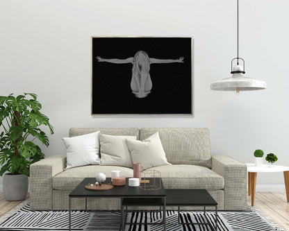 Leinwand-Wandkunst-Dekor-Span - Feminine Moderne Kunst- Silberlack