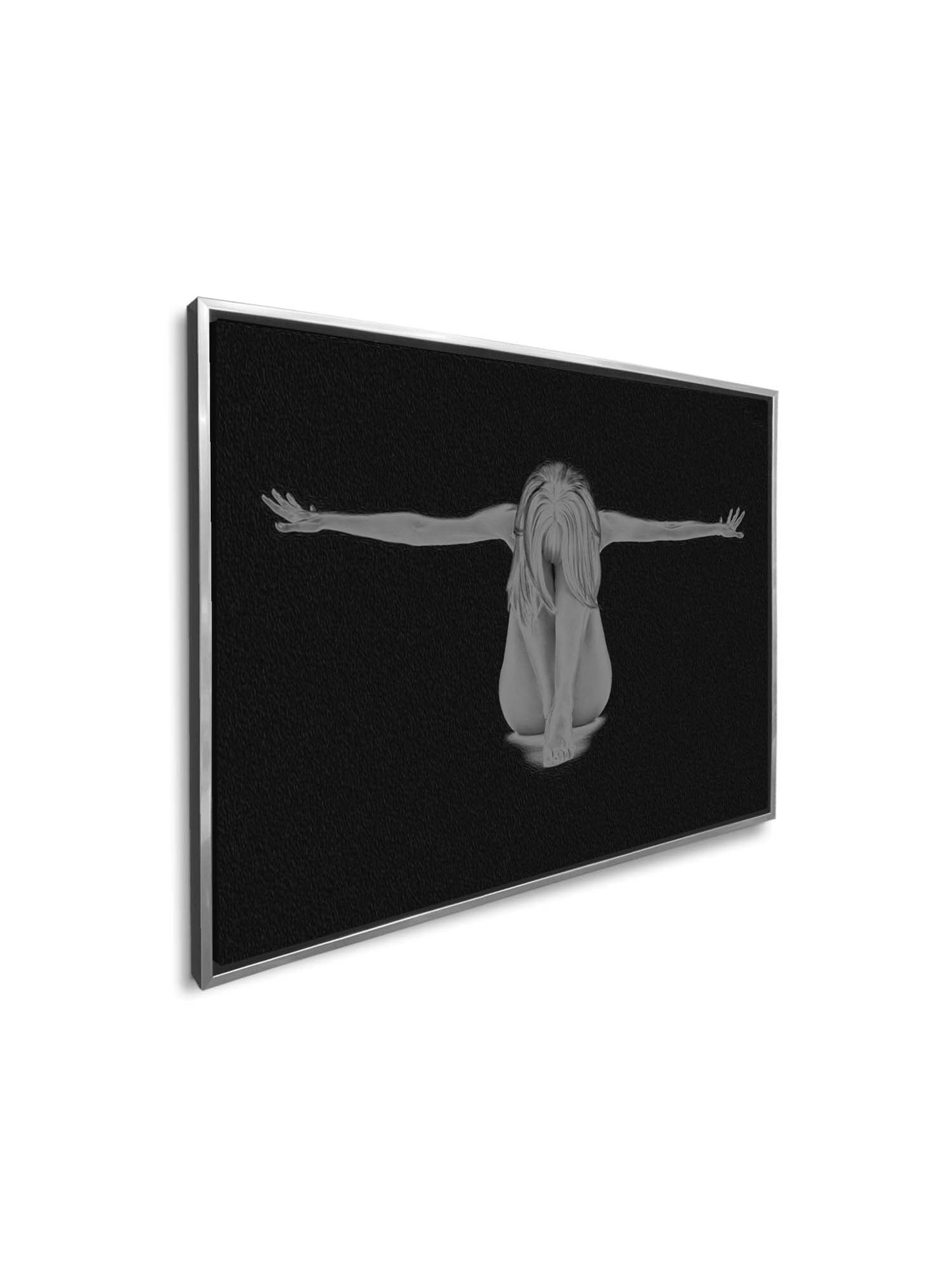 Leinwand-Wandkunst-Dekor-Span - Feminine Moderne Kunst- Silberlack