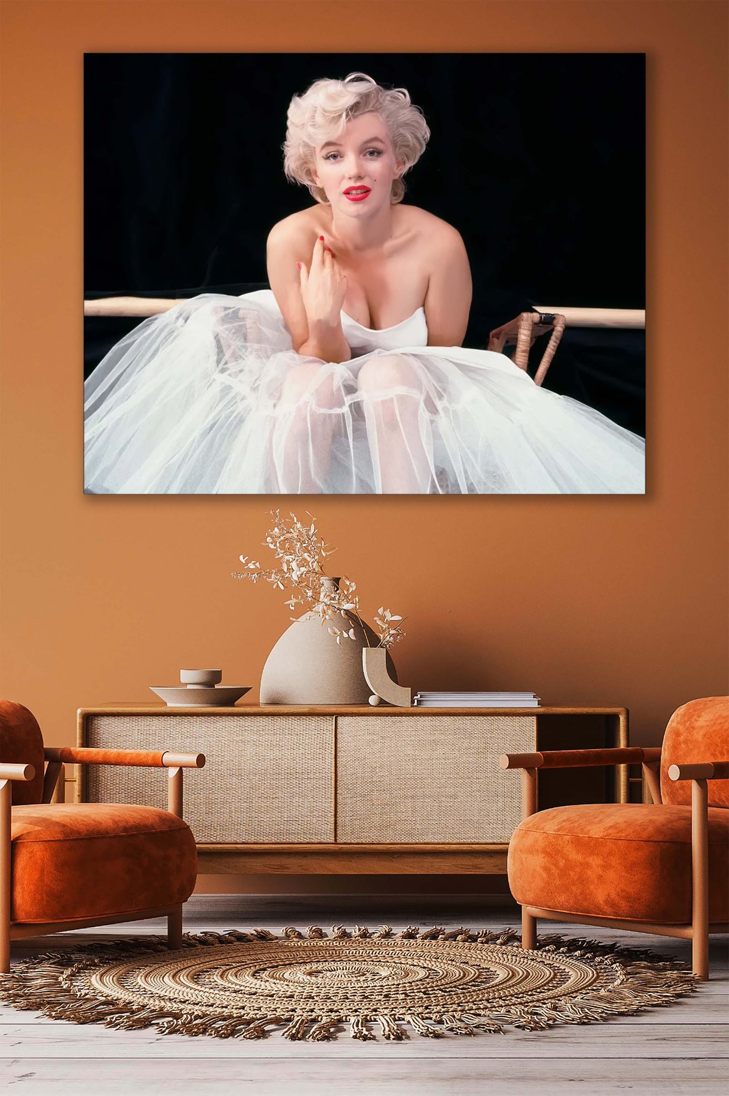 Marilyn im weißen Kleid – Wandkunstdarstellung – Kunstdruck – Diamantfirnis