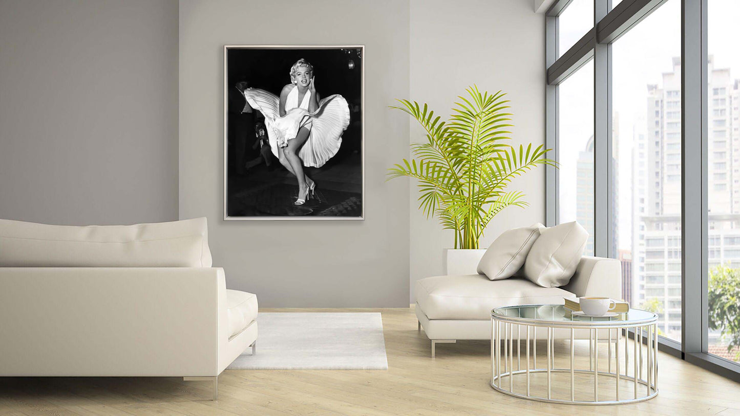 Wandbild – Ikonische Szene von Marilyn im weißen Kleid – Leinwandbild