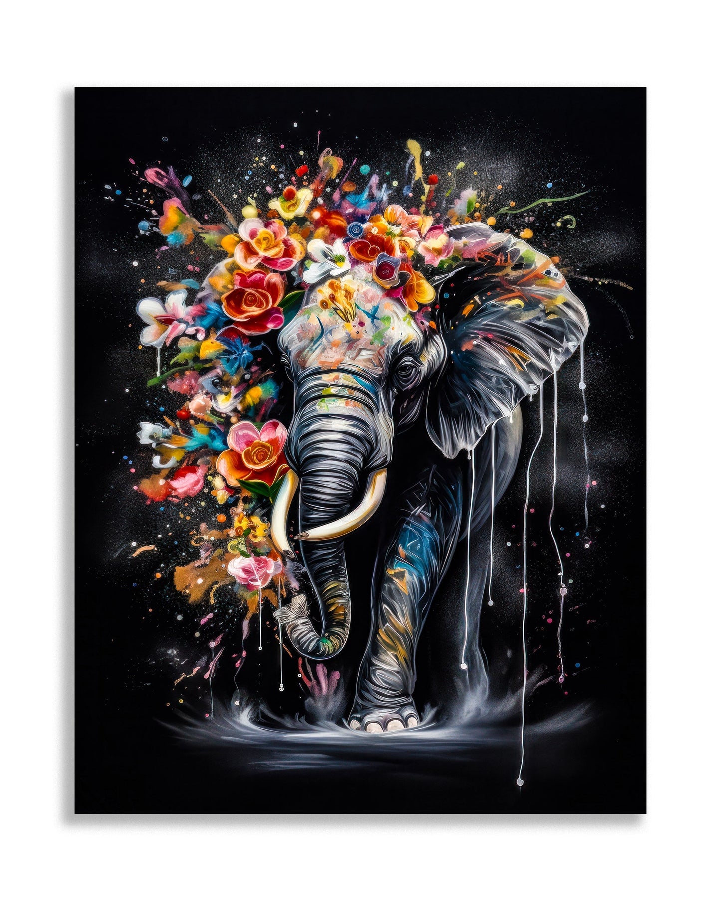 Wildlife Leinwandbild -Bunte Elefanten- Wanddeko-RGB Vanish