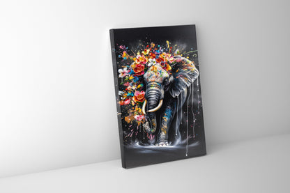 Wildlife Leinwandbild -Bunte Elefanten- Wanddeko-RGB Vanish