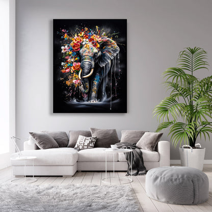 Wildlife Leinwandbild -Bunte Elefanten- Wanddeko-RGB Vanish