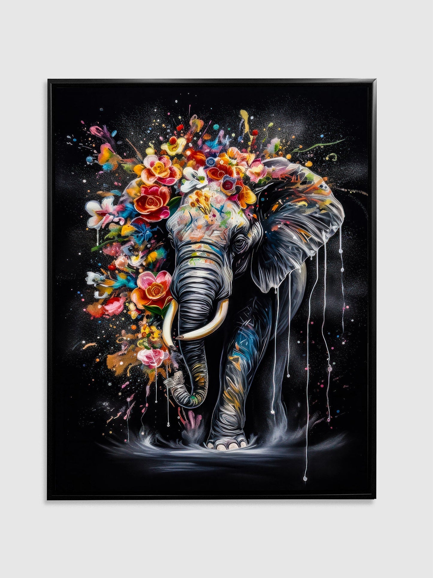 Wildlife Leinwandbild -Bunte Elefanten- Wanddeko-RGB Vanish