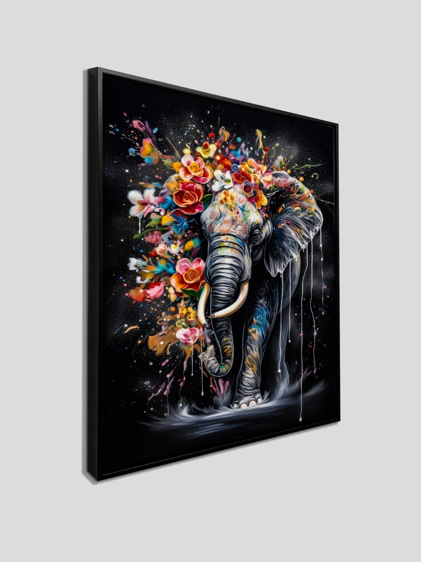 Wildlife Leinwandbild -Bunte Elefanten- Wanddeko-RGB Vanish