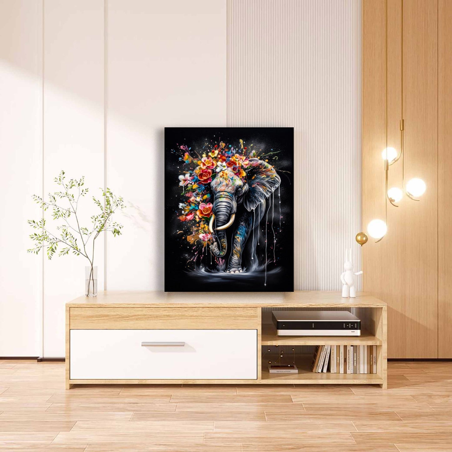 Wildlife Leinwandbild -Bunte Elefanten- Wanddeko-RGB Vanish