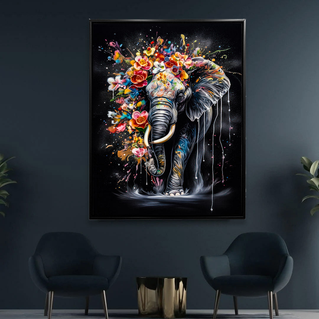 Wildlife Leinwandbild -Bunte Elefanten- Wanddeko-RGB Vanish