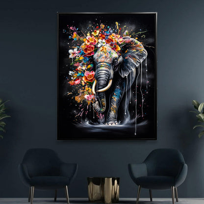 Wildlife Leinwandbild -Bunte Elefanten- Wanddeko-RGB Vanish