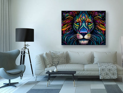 Wandbilder -Wildtiere Leinwand- Bunte Löwen