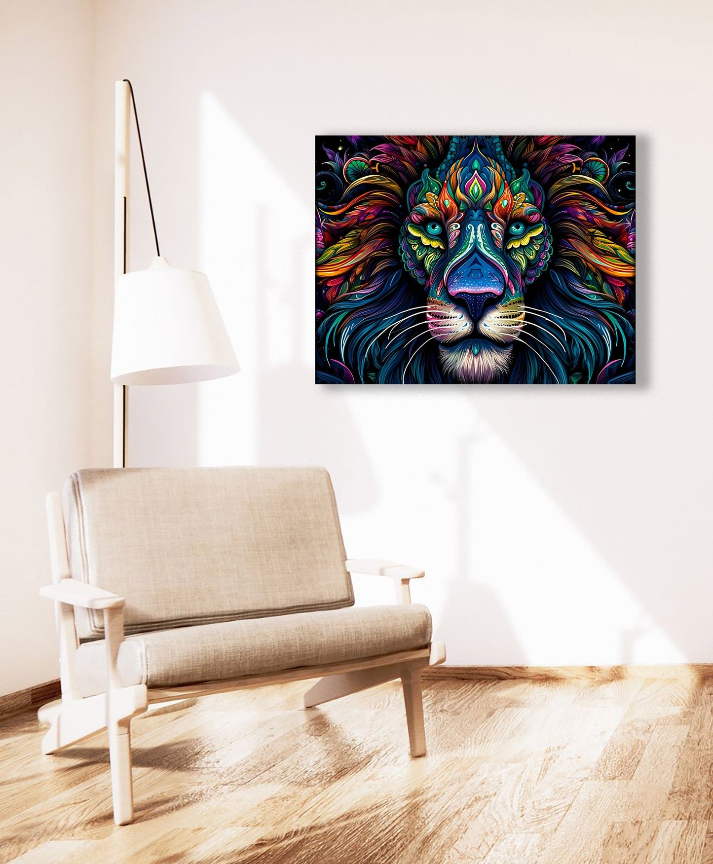 Wandbilder -Wildtiere Leinwand- Bunte Löwen