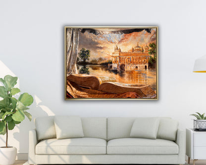 Wandbild – Antiker Goldener Tempel – Spirituelle Wanddekoration