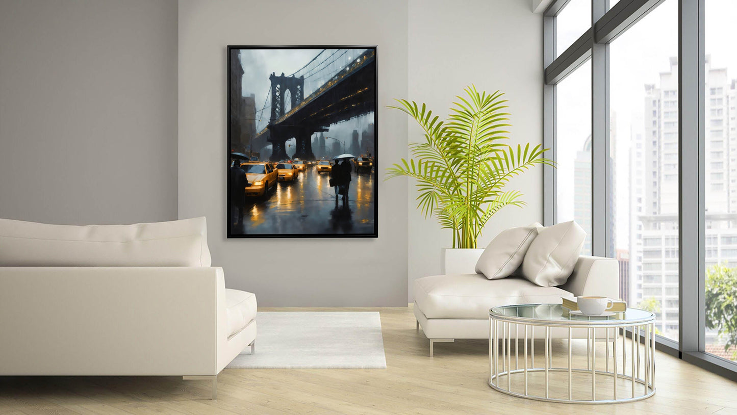 Wandbild – Stilisierte NYC-Brücken-Skyline – Leinwanddruck