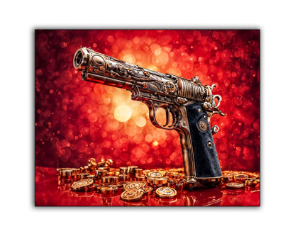 Wandkunst – Gewehr & Geld – Leinwanddruck – Pop Art