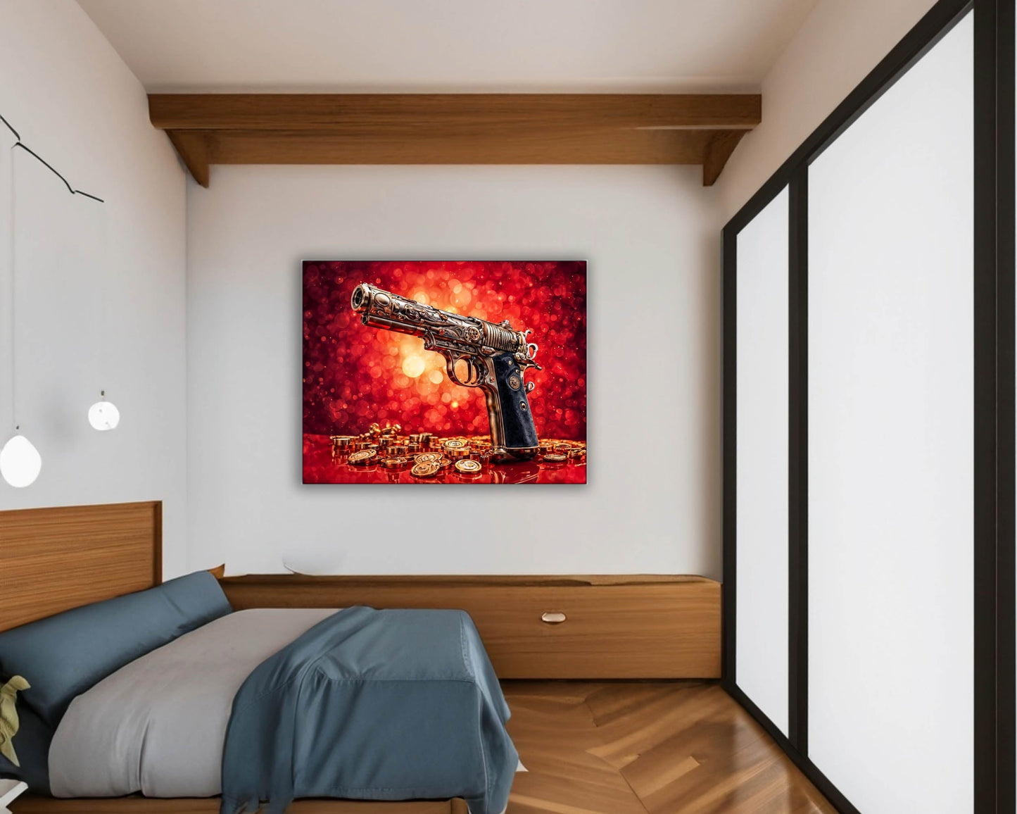 Wandkunst – Gewehr & Geld – Leinwanddruck – Pop Art
