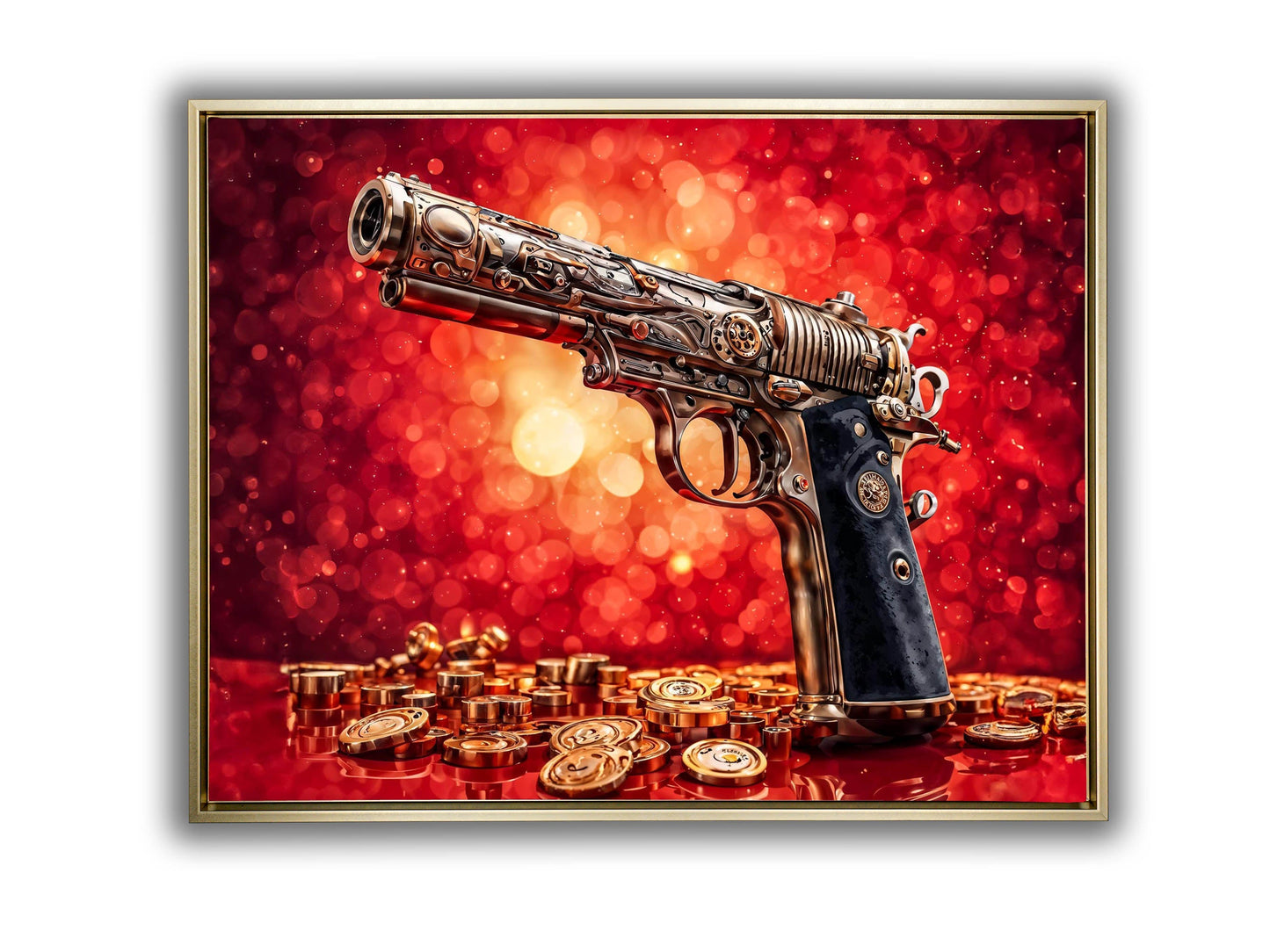 Wandkunst – Gewehr & Geld – Leinwanddruck – Pop Art