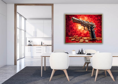 Wandkunst – Gewehr & Geld – Leinwanddruck – Pop Art
