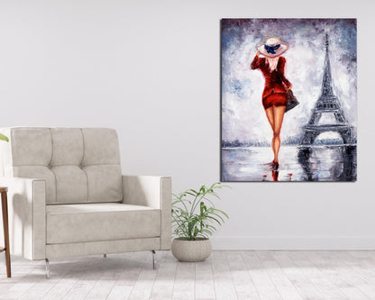 Wandbild Mädchen Eiffelturm-Kunstdruck-Wanddekoration-Abstrakt