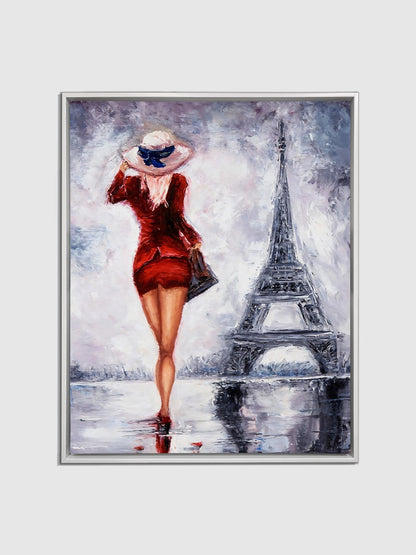 Wandbild Mädchen Eiffelturm-Kunstdruck-Wanddekoration-Abstrakt