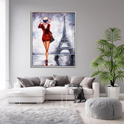 Wandbild Mädchen Eiffelturm-Kunstdruck-Wanddekoration-Abstrakt
