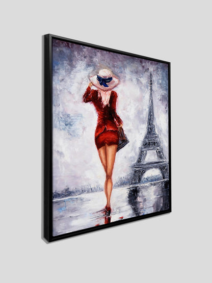 Wandbild Mädchen Eiffelturm-Kunstdruck-Wanddekoration-Abstrakt