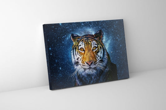 Wandbild Tigerkopf mit Himmlischem Hintergrund 48X36