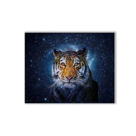 Wandbild Tigerkopf mit Himmlischem Hintergrund 48X36