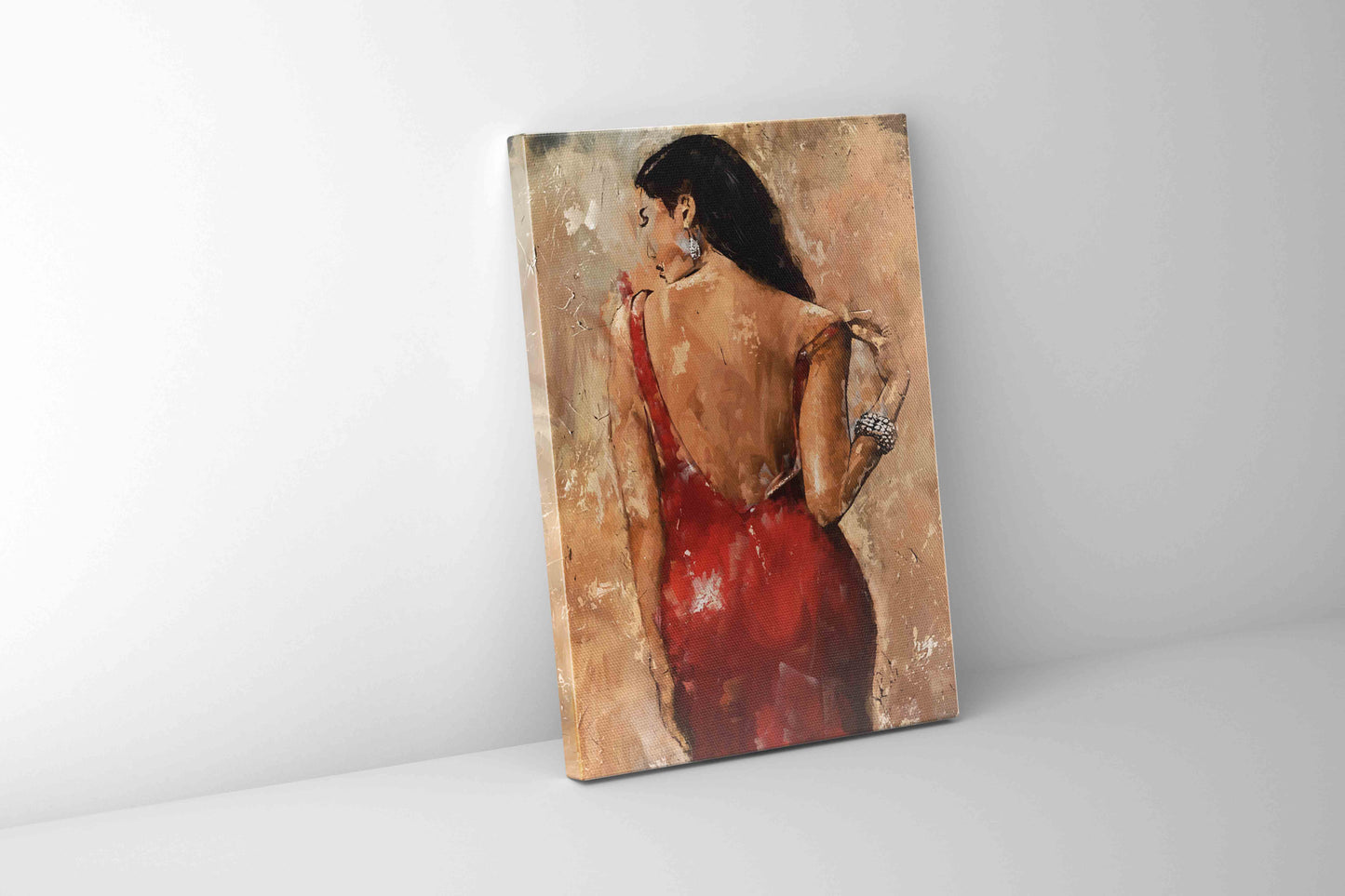 Dame in Rot Leinwandbild 48X36