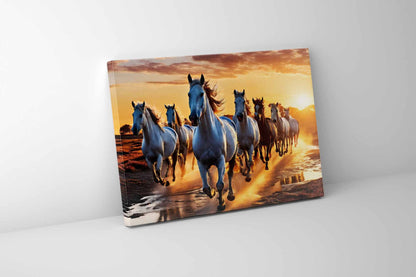 Wandbild Glückliche 7 Pferde Kunstdruck Leinwand