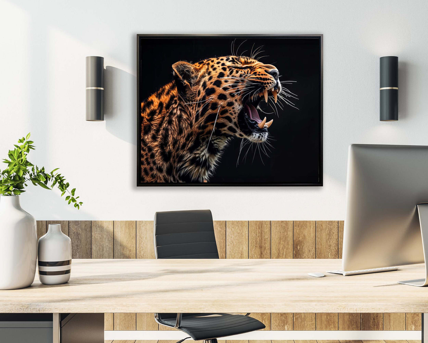 Hochauflösender detaillierter Druck eines Leoparden 122 cm x 91 cm