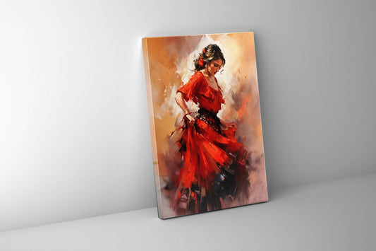 Wandkunst 91,4 x 121,9 cm Fine Art Leinwand. Leinwandbild „Tango in rotem Kleid“