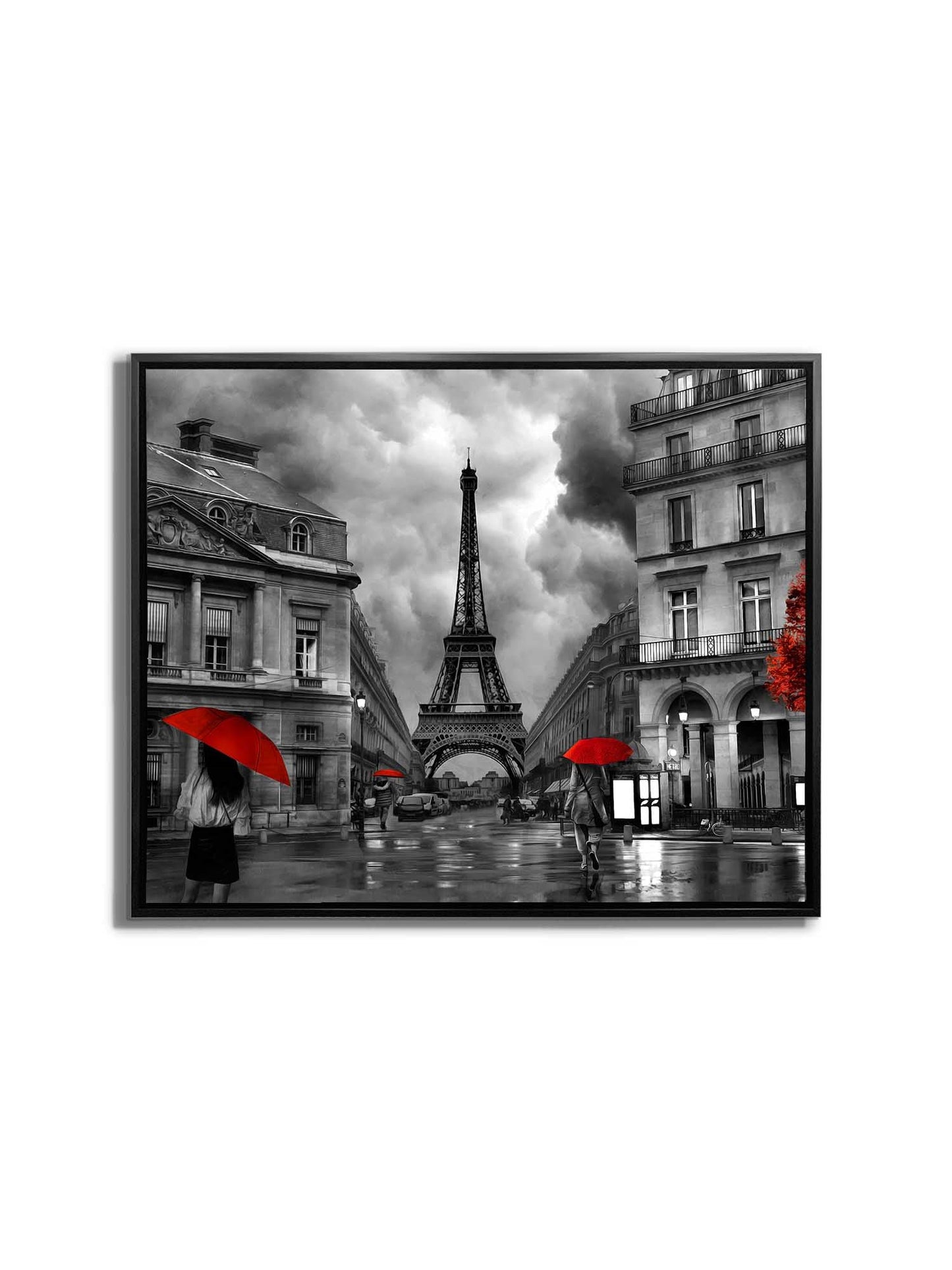 Leinwandbild – Malerisches Paris mit roten Akzenten – Kunstwerk
