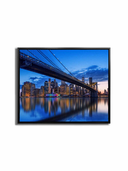 Wandbild-Stilisierte NYC Brücken-Skyline-Leinwanddruck