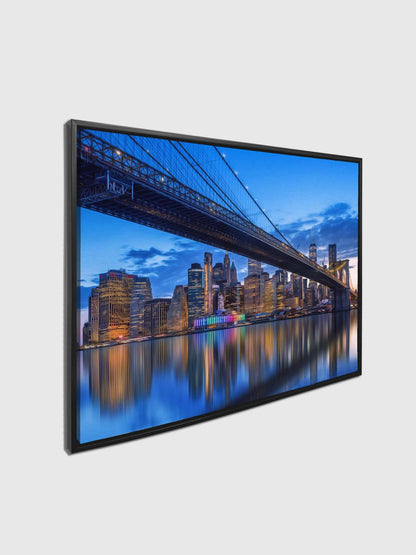 Wandbild-Stilisierte NYC Brücken-Skyline-Leinwanddruck