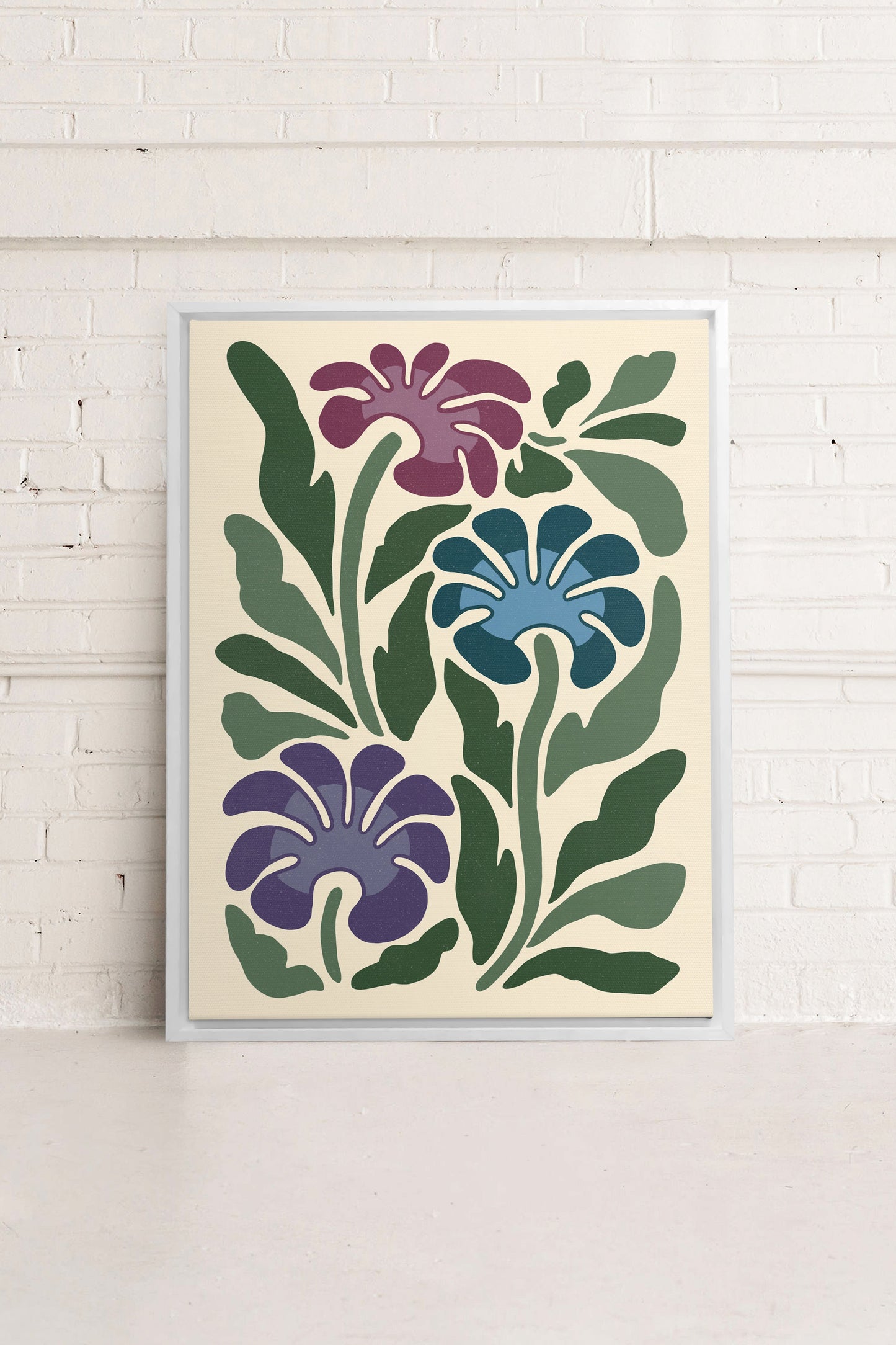 MYSTIC AZURE BLOOMS, Kunstwerk auf gestreckter Leinwand