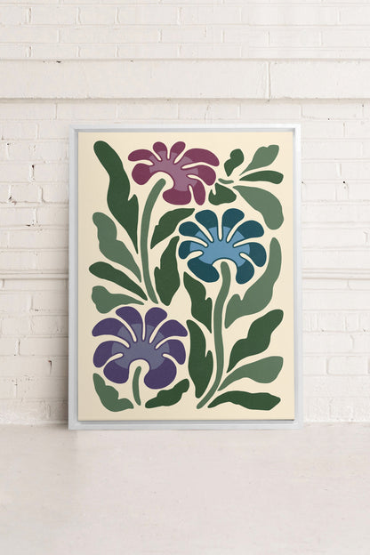 MYSTIC AZURE BLOOMS, Kunstwerk auf gestreckter Leinwand