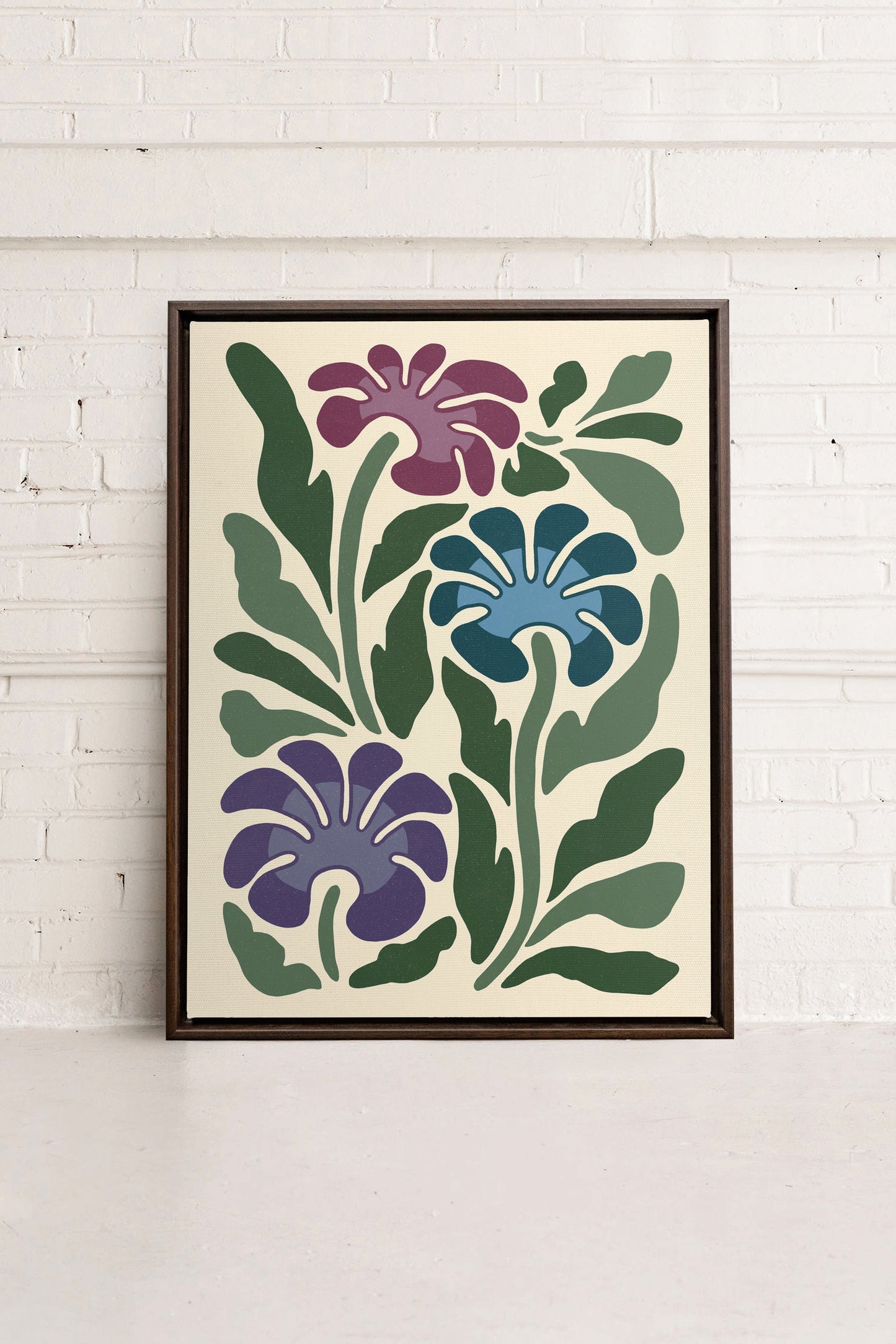 MYSTIC AZURE BLOOMS, Kunstwerk auf gestreckter Leinwand