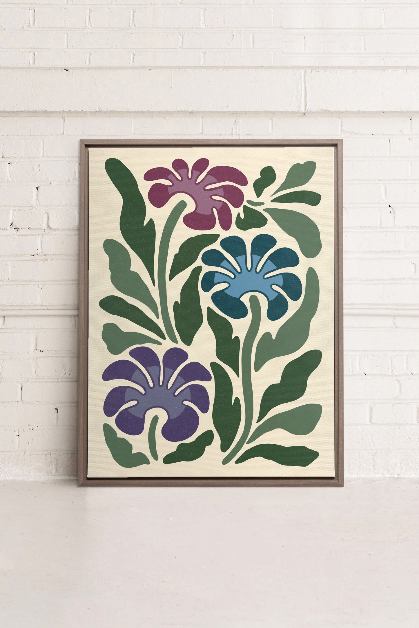 MYSTIC AZURE BLOOMS, Kunstwerk auf gestreckter Leinwand