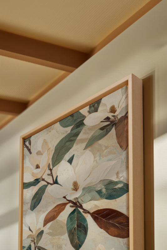MAGNOLIENBLÜTEN, Kunstwerk auf gespannter Leinwand