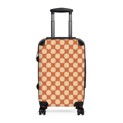 Retro Checkerboard Carry-On Suitcase — Vintage Orange Travel Luggage