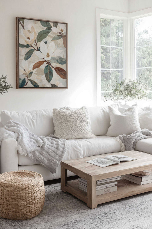 MAGNOLIENBLÜTEN, Kunstwerk auf gespannter Leinwand