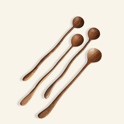 Cocktail-Löffel aus Holz (4er-Set)