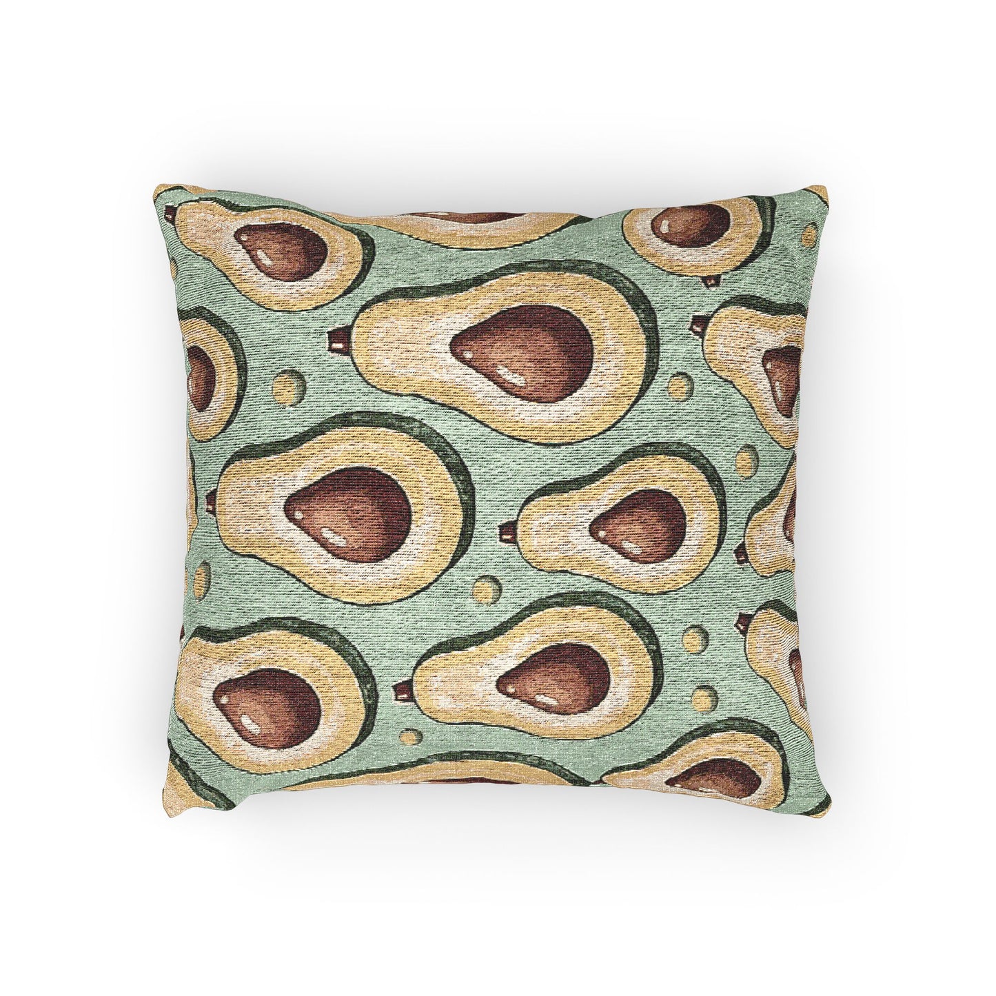 Avocado Pattern Woven Pillow — Retro Green Kitchen Decorative Throw Pillow