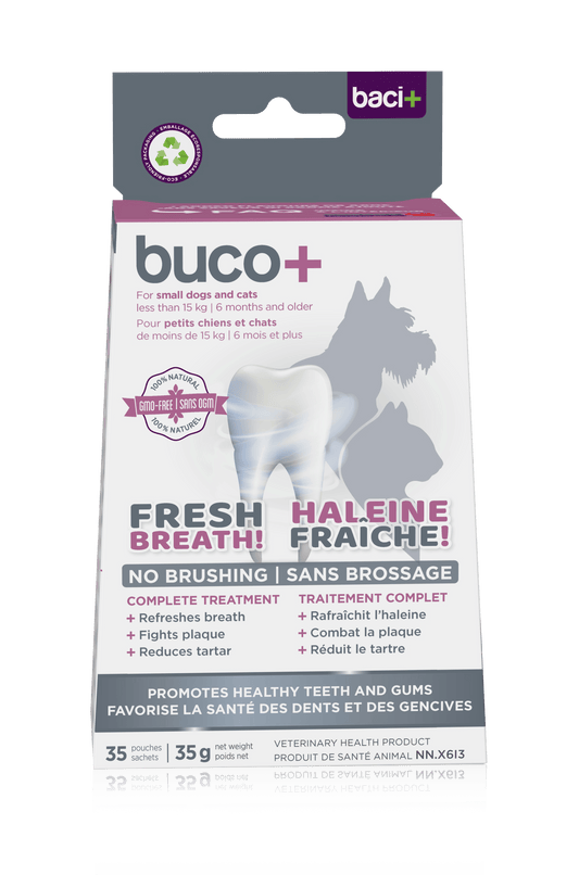Buco+ 100mg – Soins Dentaires Naturels pour Chats et Chiens -15KG