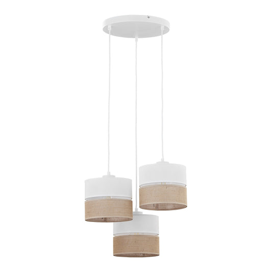 LINOBIANCO 3-Light Cluster Pendant with Linen & Jute Shades for Dining, Kitchen & Living  Room - AURABAGS SHOP