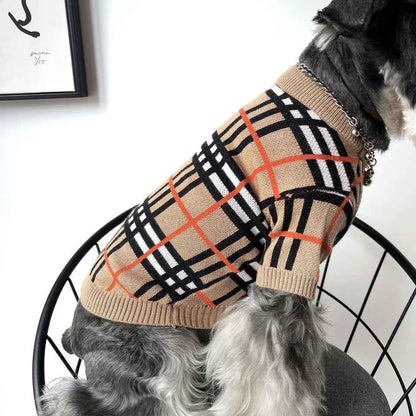 Dog Knit Sweater | Brrbrry Plaid Dog Sweater