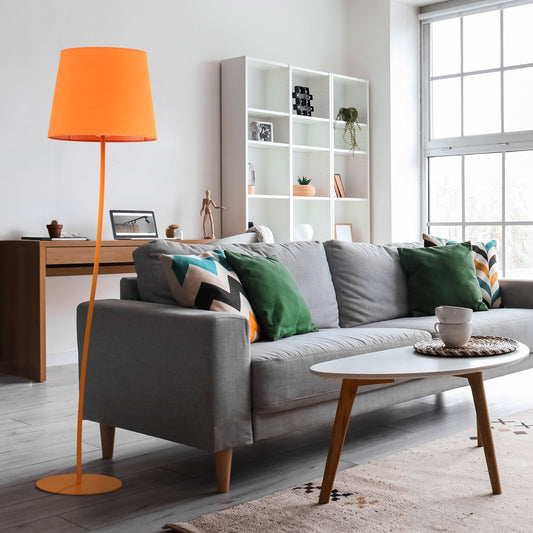 NICOLA Orange Mid-Century Modern Floor Lamp for Living Room, Bedroom & Office – Retro Minimalist Lighting - AURABAGS SHOP